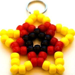 Handmade Black Red Yellow Stretchy Kandi Star Keychain